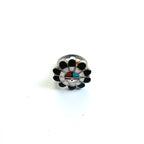 Vintage Zuni Sterling Silver Ring ズニ族 フラワー サンフェイス リング 指輪 11号 インレイ シルバー 刻印 ホールマーク ターコイズ コーラル シェル オニキス インディアンジュエリー