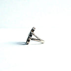 Vintage Zuni Sterling Silver Ring ズニ族 フラワー サンフェイス リング 指輪 11号 インレイ シルバー 刻印 ホールマーク ターコイズ コーラル シェル オニキス インディアンジュエリー