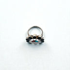 Vintage Zuni Sterling Silver Ring ズニ族 フラワー サンフェイス リング 指輪 11号 インレイ シルバー 刻印 ホールマーク ターコイズ コーラル シェル オニキス インディアンジュエリー