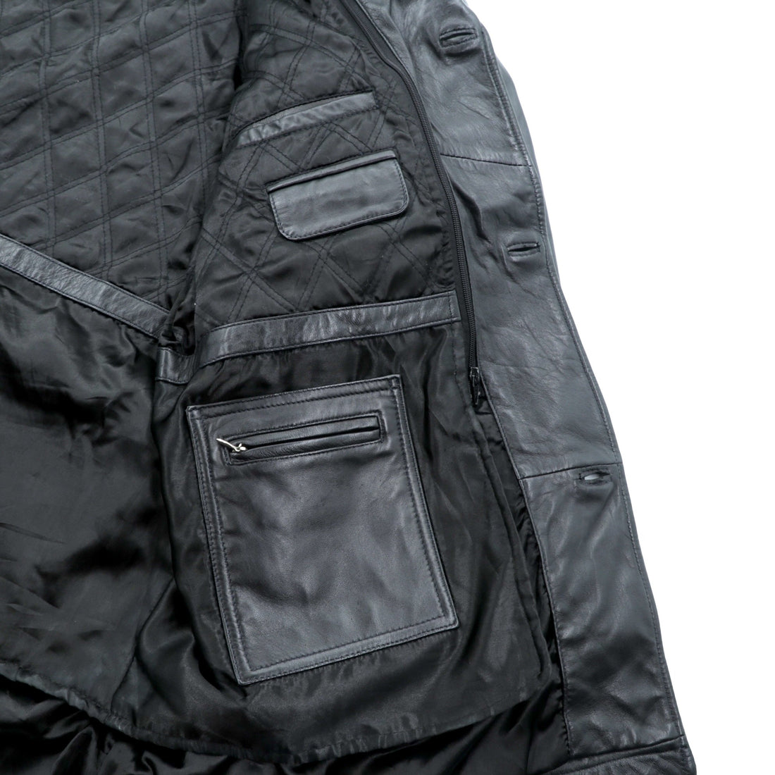 Action 90s Vintage Black Leather 3B カーコート レザー コート L キルティングライナー 着脱式 THE OLDE HIDE HOUSE