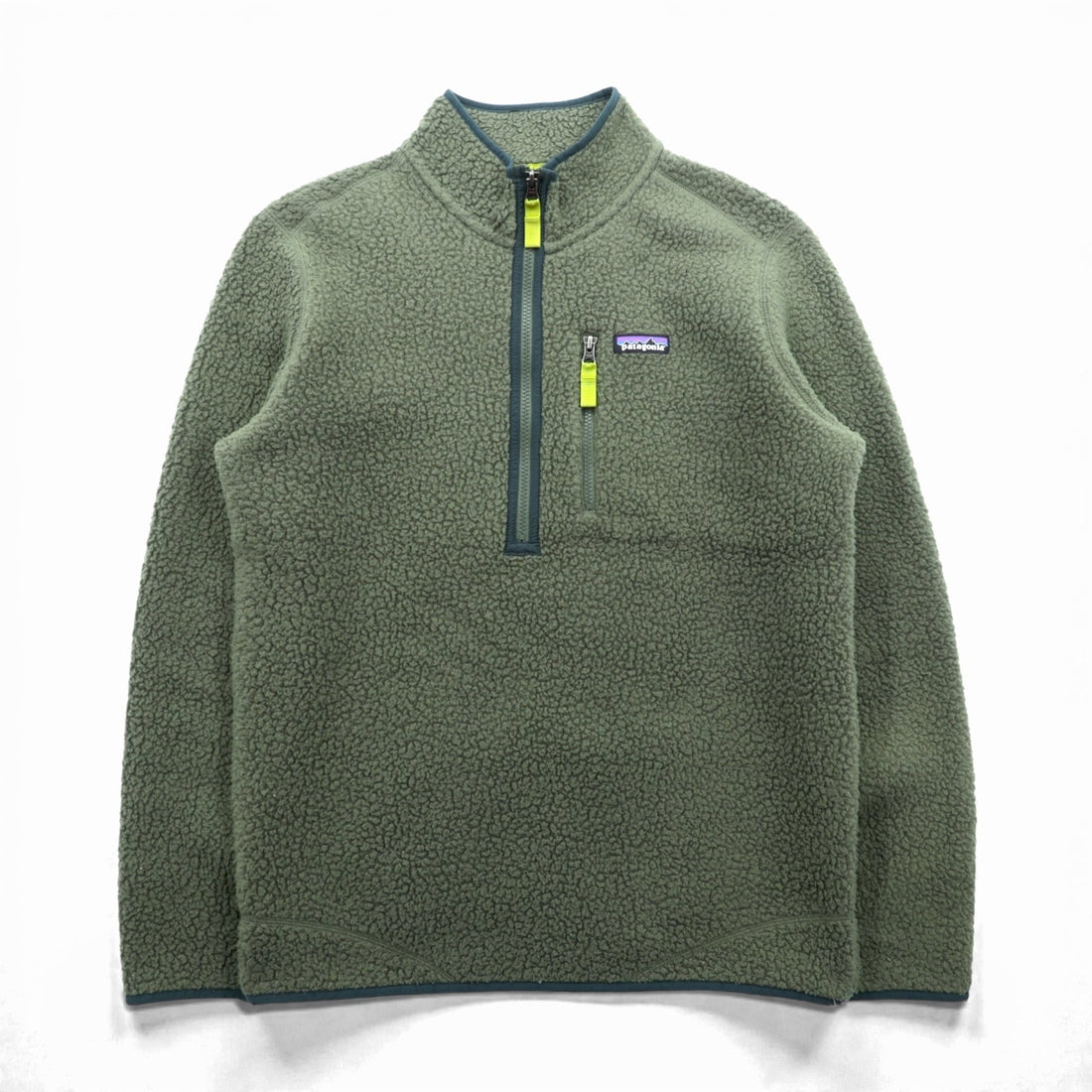 Patagonia Retro Pile Pullover Boa Fleece Jacket, Medium, Khaki, with Chest Zip Pocket, STY22810