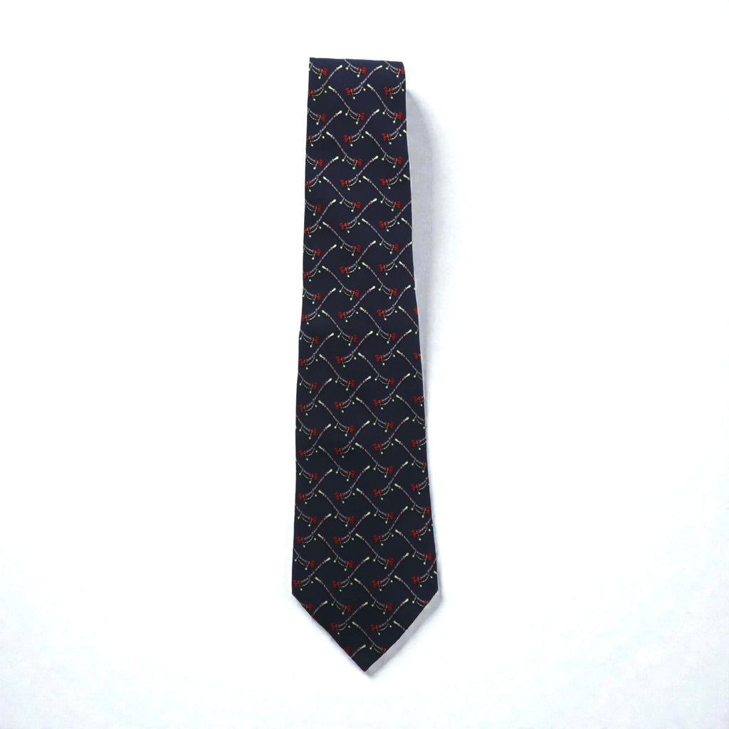 Salvatore Ferragamo Navy Silk Allover Pattern Rope Tie, Made in Italy