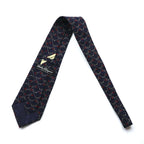 Salvatore Ferragamo Navy Silk Allover Pattern Rope Tie, Made in Italy