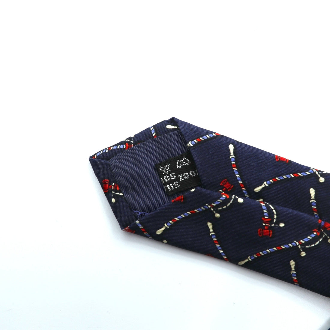 Salvatore Ferragamo Navy Silk Allover Pattern Rope Tie, Made in Italy