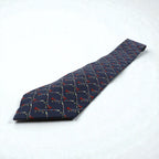 Salvatore Ferragamo Navy Silk Allover Pattern Rope Tie, Made in Italy