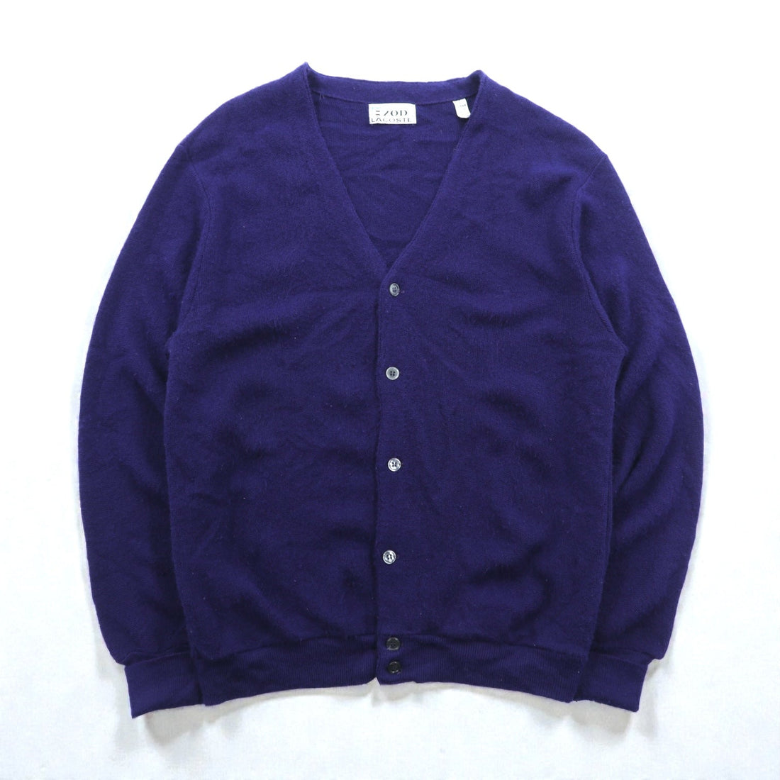 IZOD LACOSTE 70年代 Vネック ニット カーディガン L ネイビー アクリル 糸巻タグ