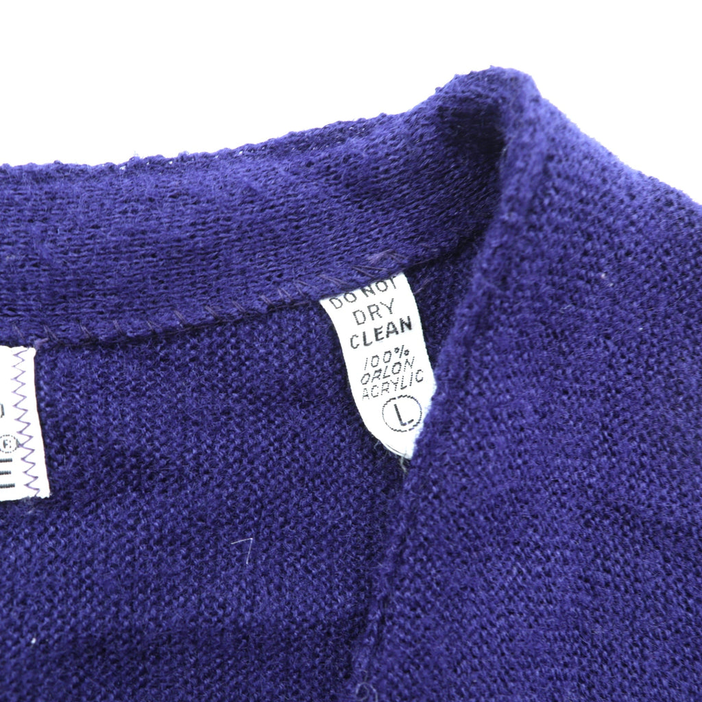 IZOD LACOSTE 70年代 Vネック ニット カーディガン L ネイビー アクリル 糸巻タグ