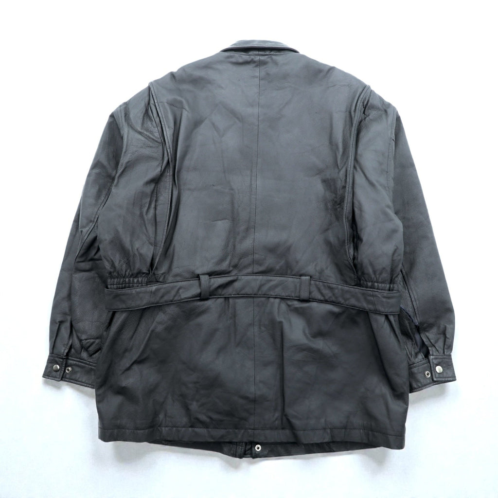 WILSONS 90s Leather Car Coar レザー カーコート チェスターコート L ブラック ウエストベルト付き 90年代