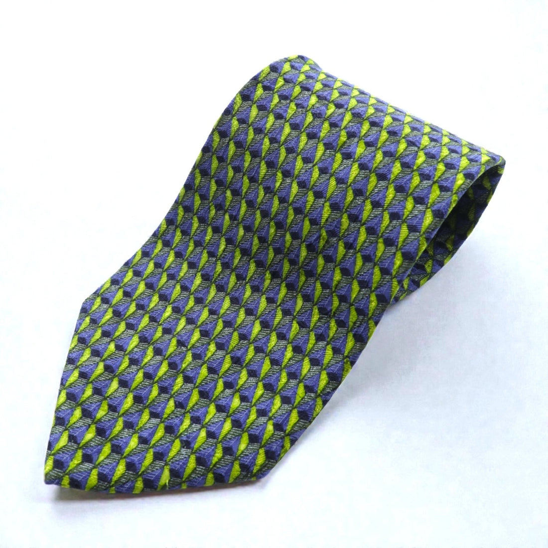 Ermenegildo Zegna Silk Allover Pattern Geometric Tie Made in Italy