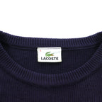 LACOSTE リブ ニット セーター XL ネイビー コットン ワンポイントロゴ クルーネック