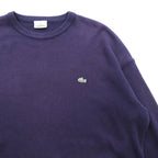LACOSTE リブ ニット セーター XL ネイビー コットン ワンポイントロゴ クルーネック