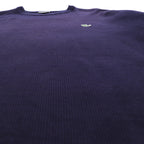 LACOSTE リブ ニット セーター XL ネイビー コットン ワンポイントロゴ クルーネック