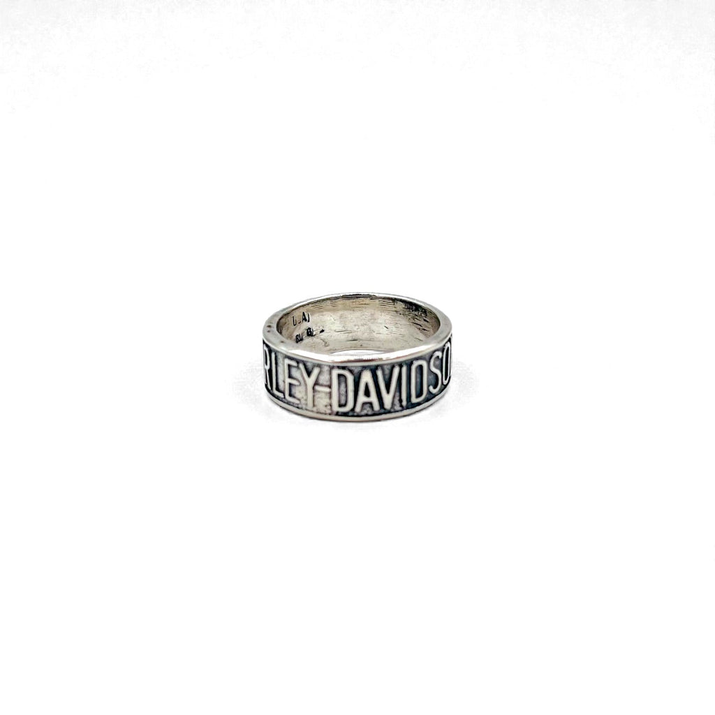 HARLEY DAVIDSON Embossed Logo Silver Ring, Size 18, 925, USA Hallmark RL6