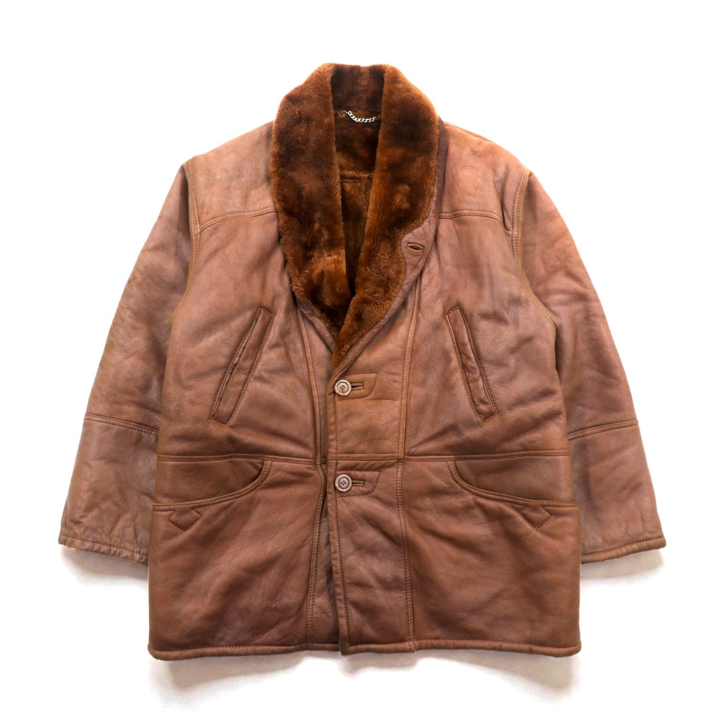Confat 80s ITALY Vintage Shearling Sheepskin Shawl Color Mouton Chester Coat XL Boa Collar Made in