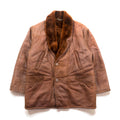 Confat 80s ITALY Vintage Shearling Sheepskin Shawl Color Mouton Chester Coat XL Boa Collar Made in