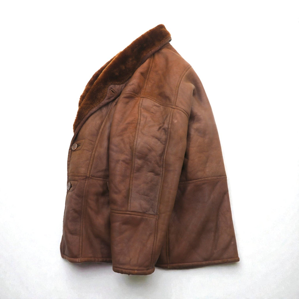 Confat 80s ITALY Vintage Shearling Sheepskin Shawl Color Mouton Chester Coat XL Boa Collar Made in