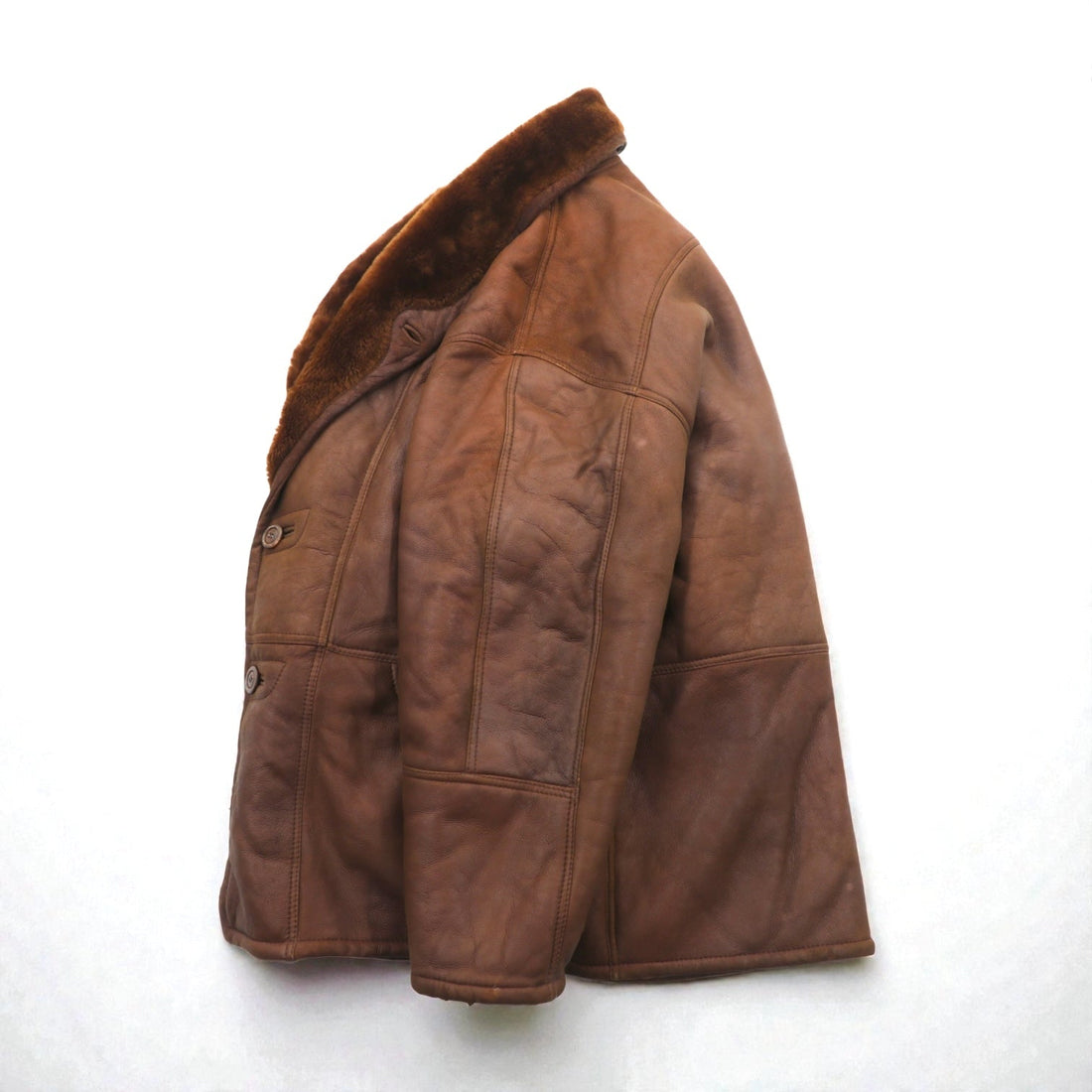 Confat 80s ITALY Vintage Shearling Sheepskin Shawl Color Mouton Chester Coat XL Boa Collar Made in