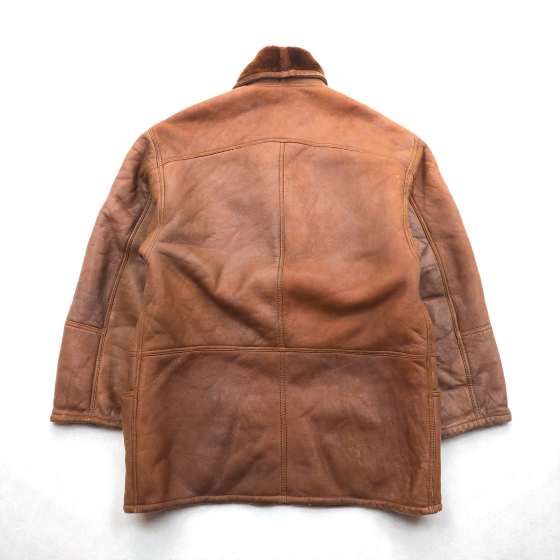 Confat 80s ITALY Vintage Shearling Sheepskin Shawl Color Mouton Chester Coat XL Boa Collar Made in