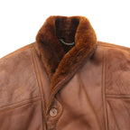 Confat 80s ITALY Vintage Shearling Sheepskin Shawl Color Mouton Chester Coat XL Boa Collar Made in