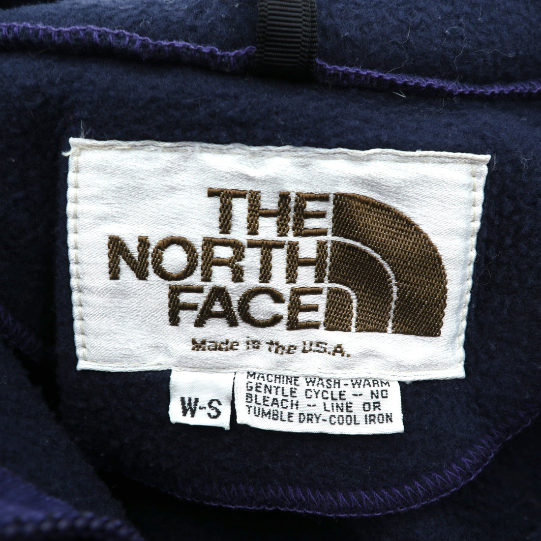 THE NORTH FACE 80s Made in USA Vintage Pullover Fleece Jacket, Small, Navy, Half Zip, High Neck, Stand Collar, Brown Tag, TALON Zip