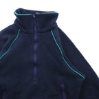 THE NORTH FACE 80s Made in USA Vintage Pullover Fleece Jacket, Small, Navy, Half Zip, High Neck, Stand Collar, Brown Tag, TALON Zip