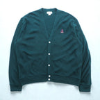 IZOD 90年代 USA製 Vネック ニット カーディガン XL グリーン アクリル ワンポイントロゴ
