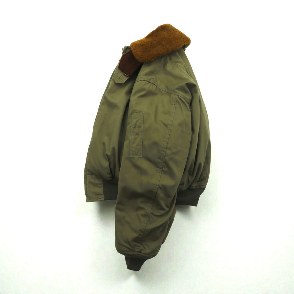 Vintage US AIR FORCE Flight Jacket B-15 ナイロン フライトジャケット L カーキ ムートン ボア襟 チンストラップ 裏ボア YS-513120