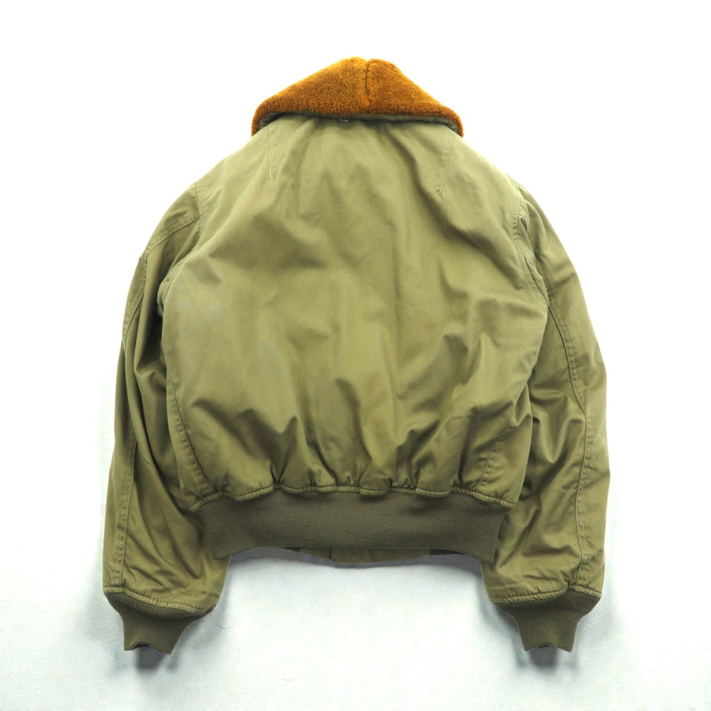 Vintage US AIR FORCE Flight Jacket B-15 ナイロン フライトジャケット L カーキ ムートン ボア襟 チンストラップ 裏ボア YS-513120