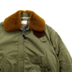 Vintage US AIR FORCE Flight Jacket B-15 ナイロン フライトジャケット L カーキ ムートン ボア襟 チンストラップ 裏ボア YS-513120