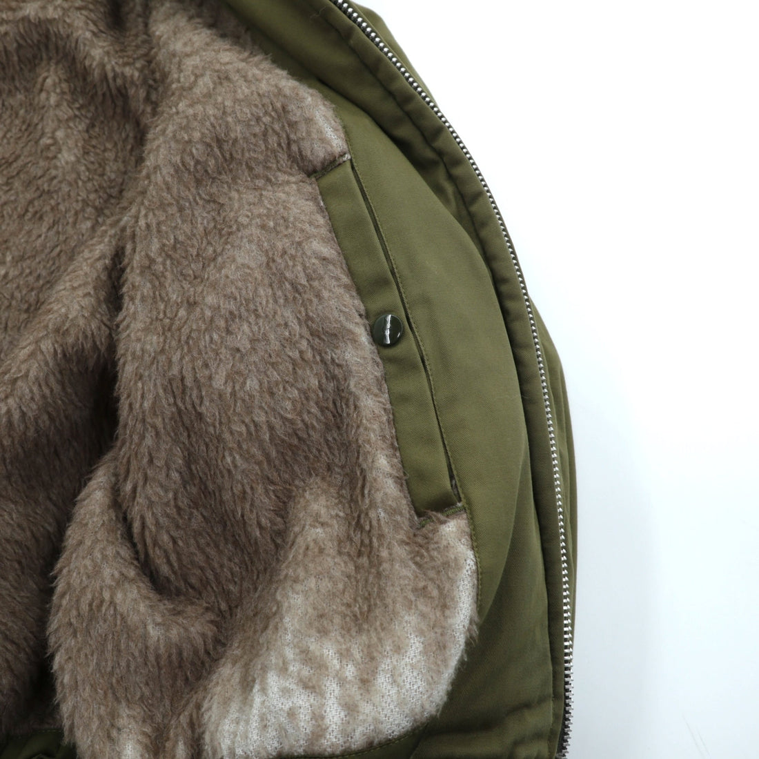 Vintage US AIR FORCE Flight Jacket B-15 ナイロン フライトジャケット L カーキ ムートン ボア襟 チンストラップ 裏ボア YS-513120