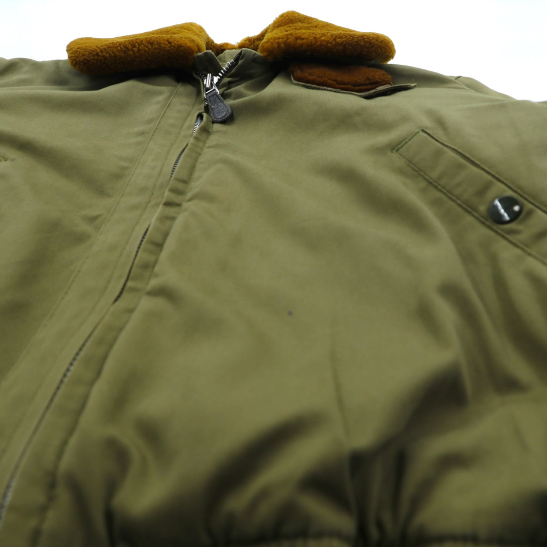 Vintage US AIR FORCE Flight Jacket B-15 ナイロン フライトジャケット L カーキ ムートン ボア襟 チンストラップ 裏ボア YS-513120