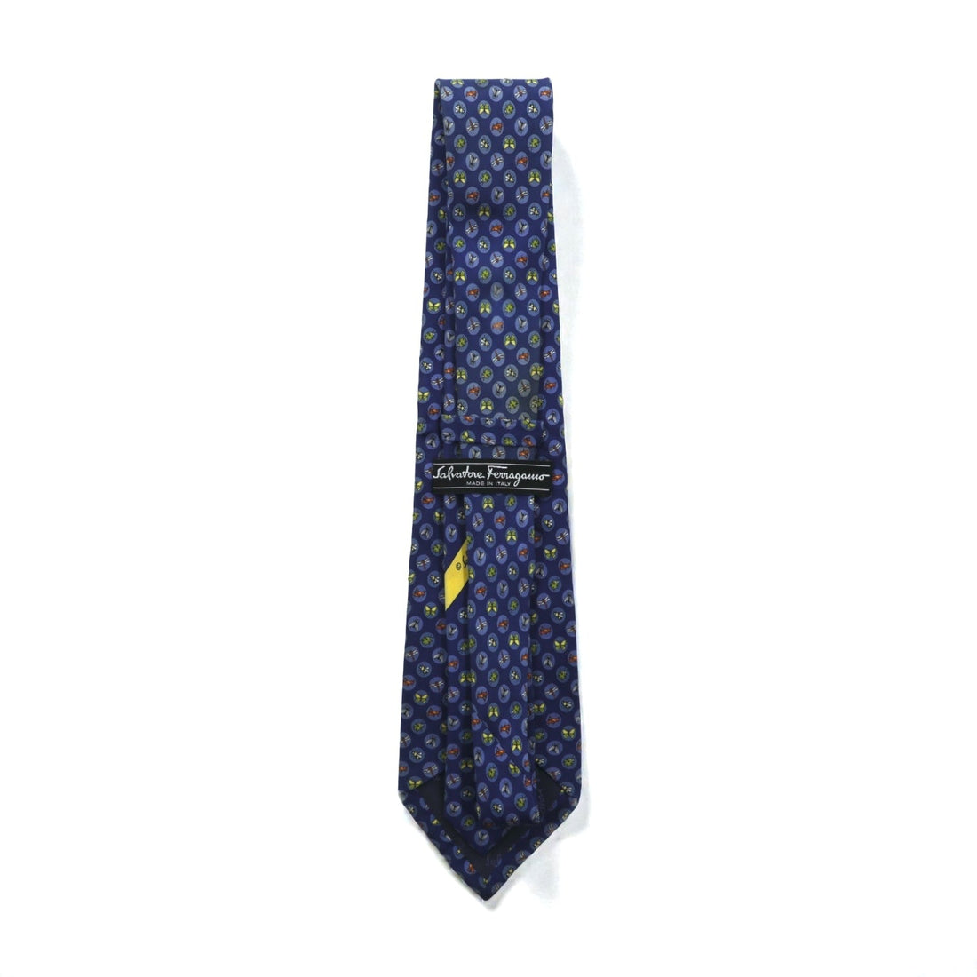 Salvatore Ferragamo Tie, Blue Silk, Allover Pattern, Small Print, Insect, Made in Italy