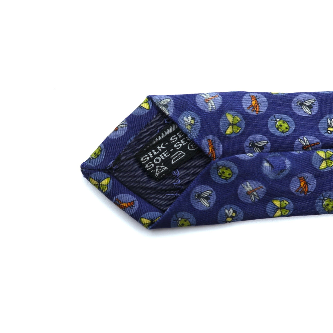 Salvatore Ferragamo Tie, Blue Silk, Allover Pattern, Small Print, Insect, Made in Italy