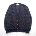 90s ITALY Vintage Knitwear Argyle Knit Cardigan, Medium, Navy, Florence Tricot, 90s, Made in