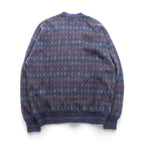 90s ITALY Vintage Knitwear Argyle Knit Cardigan, Medium, Navy, Florence Tricot, 90s, Made in