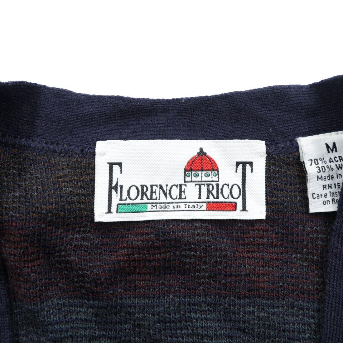 90s ITALY Vintage Knitwear Argyle Knit Cardigan, Medium, Navy, Florence Tricot, 90s, Made in