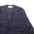 90s ITALY Vintage Knitwear Argyle Knit Cardigan, Medium, Navy, Florence Tricot, 90s, Made in