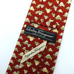 Salvatore Ferragamo tie, red silk, all-over pattern, wild boar, made in Italy