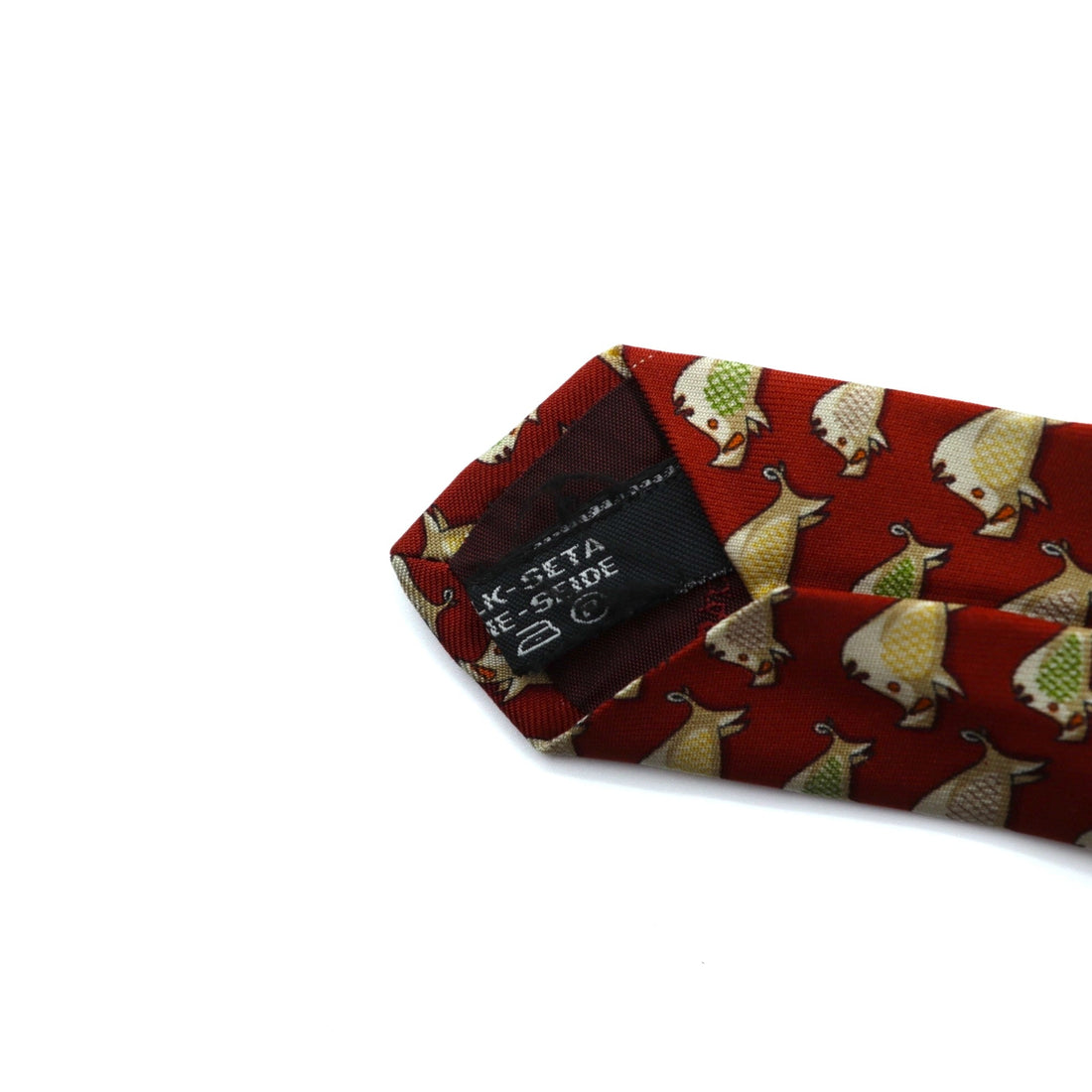 Salvatore Ferragamo tie, red silk, all-over pattern, wild boar, made in Italy