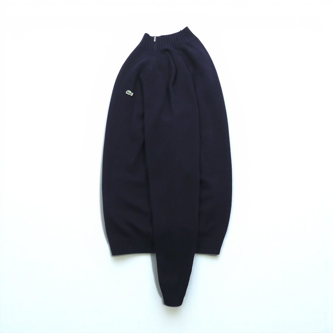 LACOSTE Shoulder Zip High Neck Knit Sweater, XL, Navy, French Design