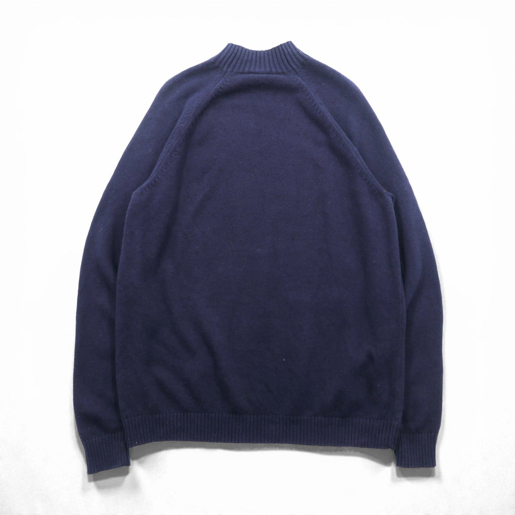 LACOSTE Shoulder Zip High Neck Knit Sweater, XL, Navy, French Design