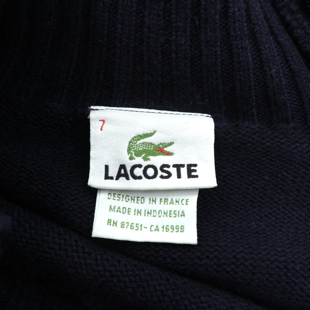 LACOSTE Shoulder Zip High Neck Knit Sweater, XL, Navy, French Design