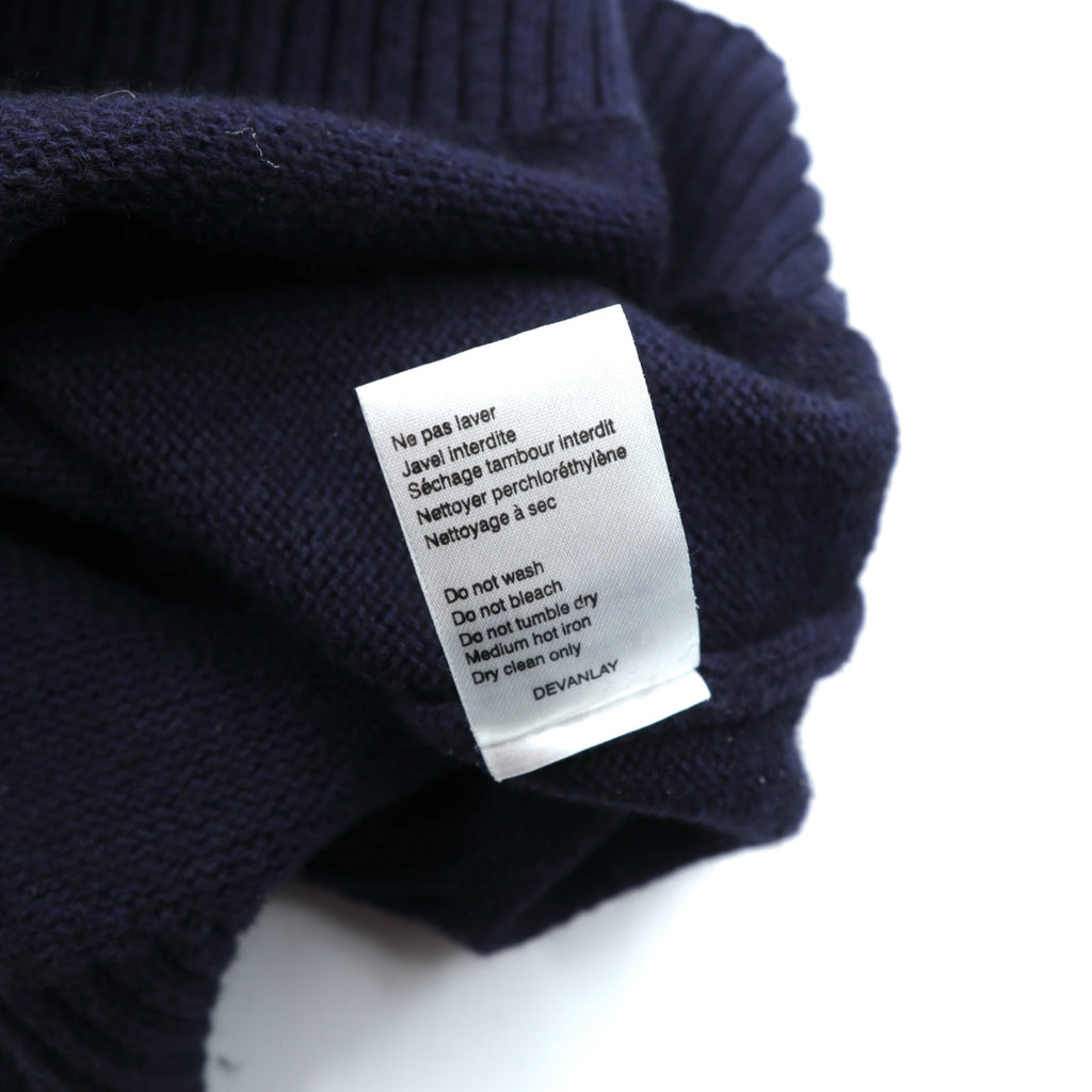 LACOSTE Shoulder Zip High Neck Knit Sweater, XL, Navy, French Design