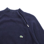 LACOSTE Shoulder Zip High Neck Knit Sweater, XL, Navy, French Design
