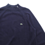 LACOSTE Shoulder Zip High Neck Knit Sweater, XL, Navy, French Design