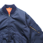 Vintage 80s MA-1 Bomber Jacket フライトジャケット M ネイビー ナイロン 棒TALON 80年代