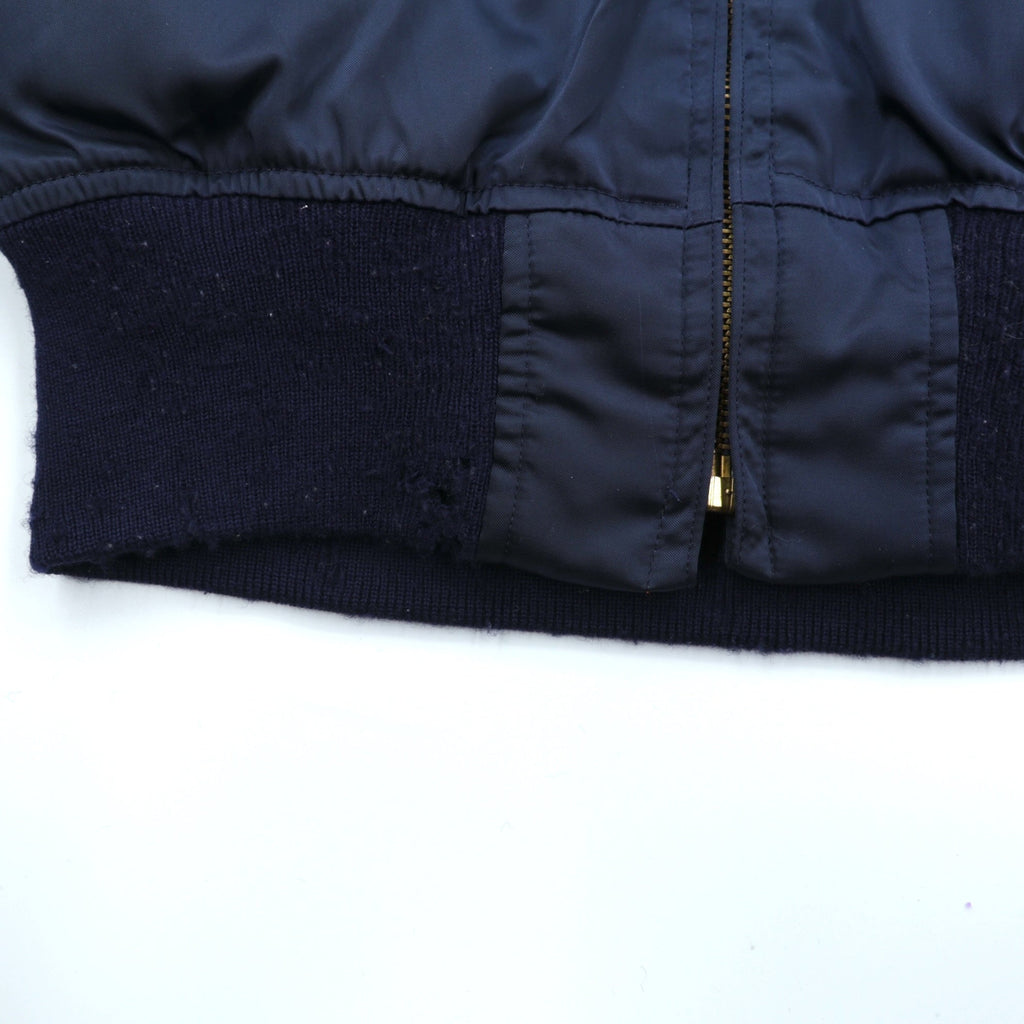 Vintage 80s MA-1 Bomber Jacket フライトジャケット M ネイビー ナイロン 棒TALON 80年代