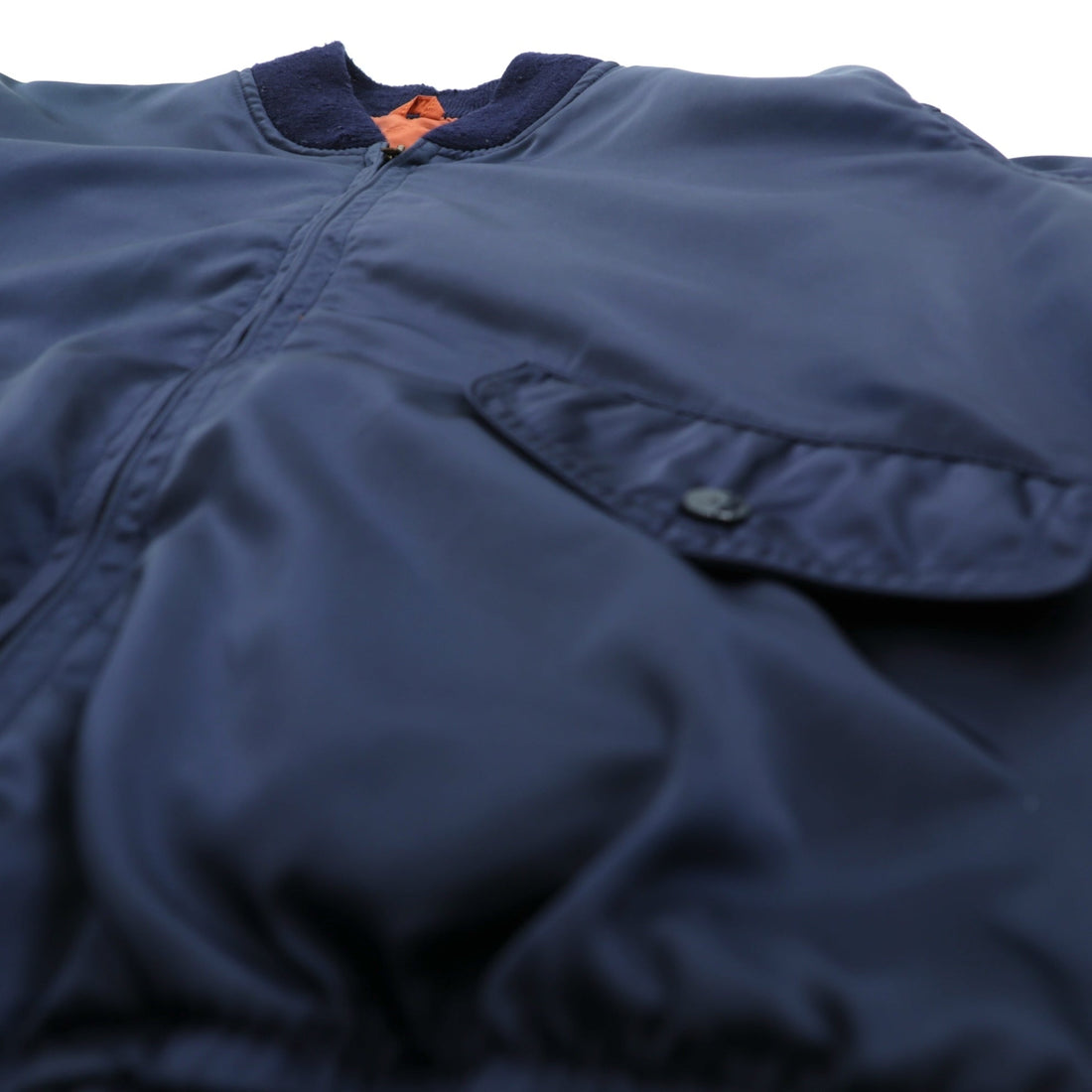 Vintage 80s MA-1 Bomber Jacket フライトジャケット M ネイビー ナイロン 棒TALON 80年代