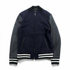 THE TWELVE (ato) Varsity Jacket, Medium, Navy Wool, Double Zip, Lamb Leather Sleeves, Ribbed Line, WBL-4602