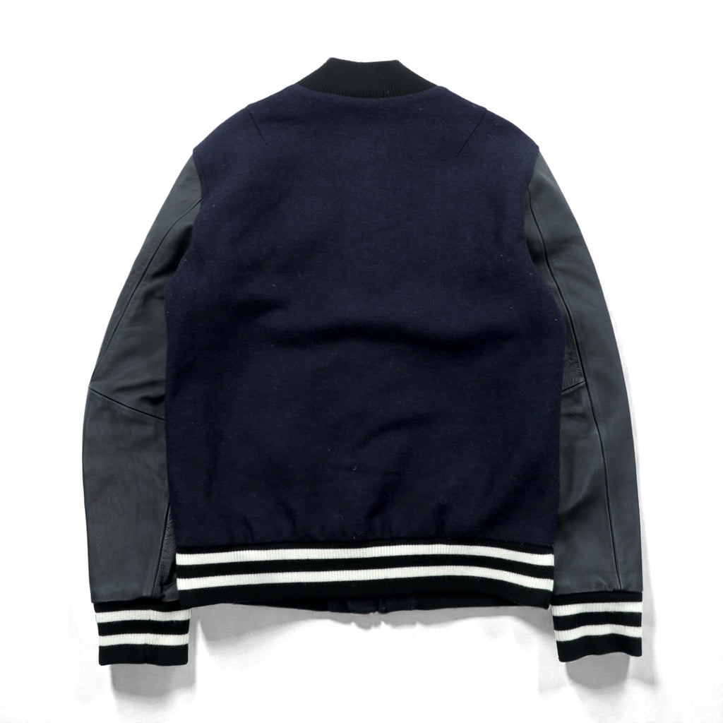 THE TWELVE (ato) Varsity Jacket, Medium, Navy Wool, Double Zip, Lamb Leather Sleeves, Ribbed Line, WBL-4602
